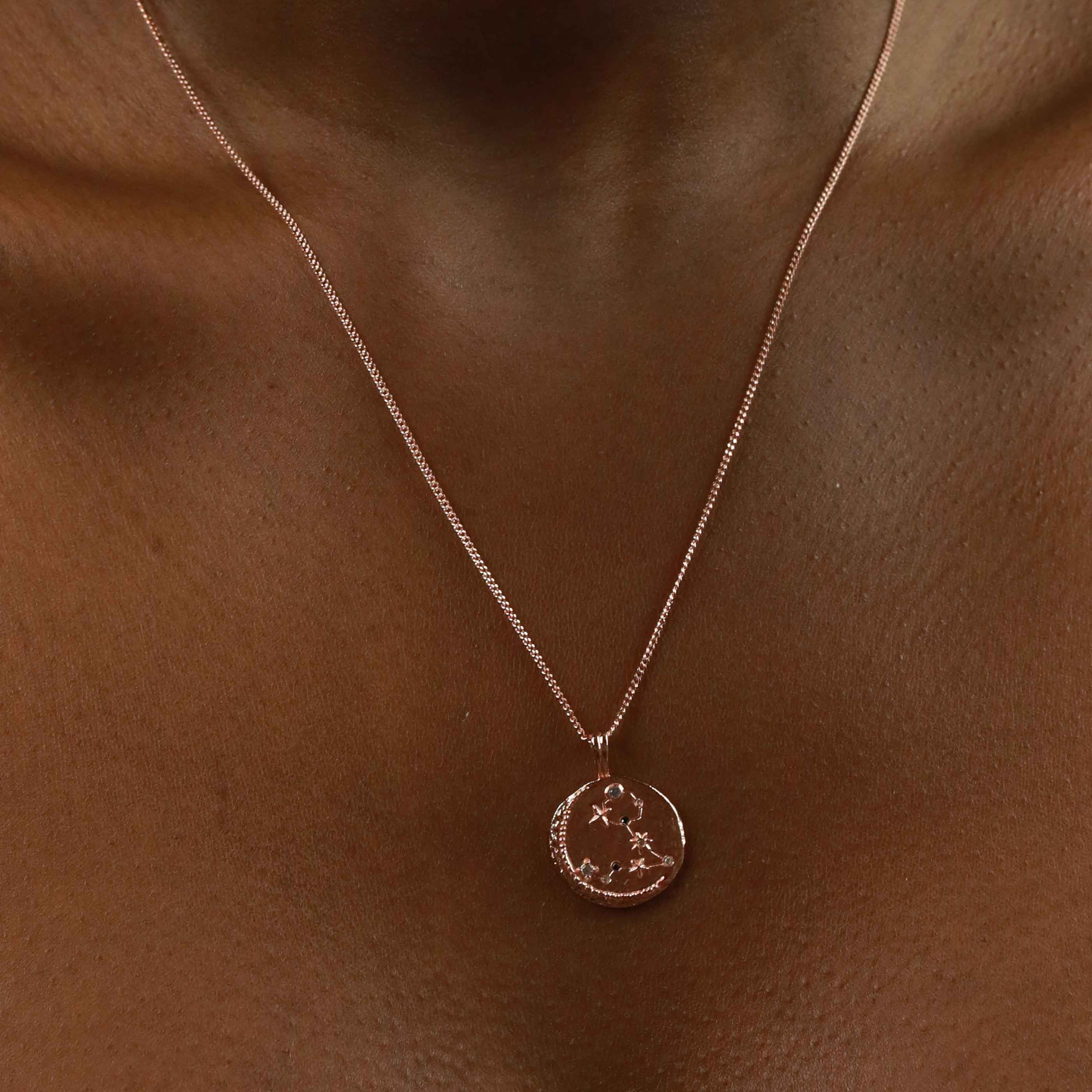 18k Rose Gold Plated Jewellery - Pisces Zodiac Pendant Necklace in Rose Gold - Zodiac Pendant - Astrid & Miyu