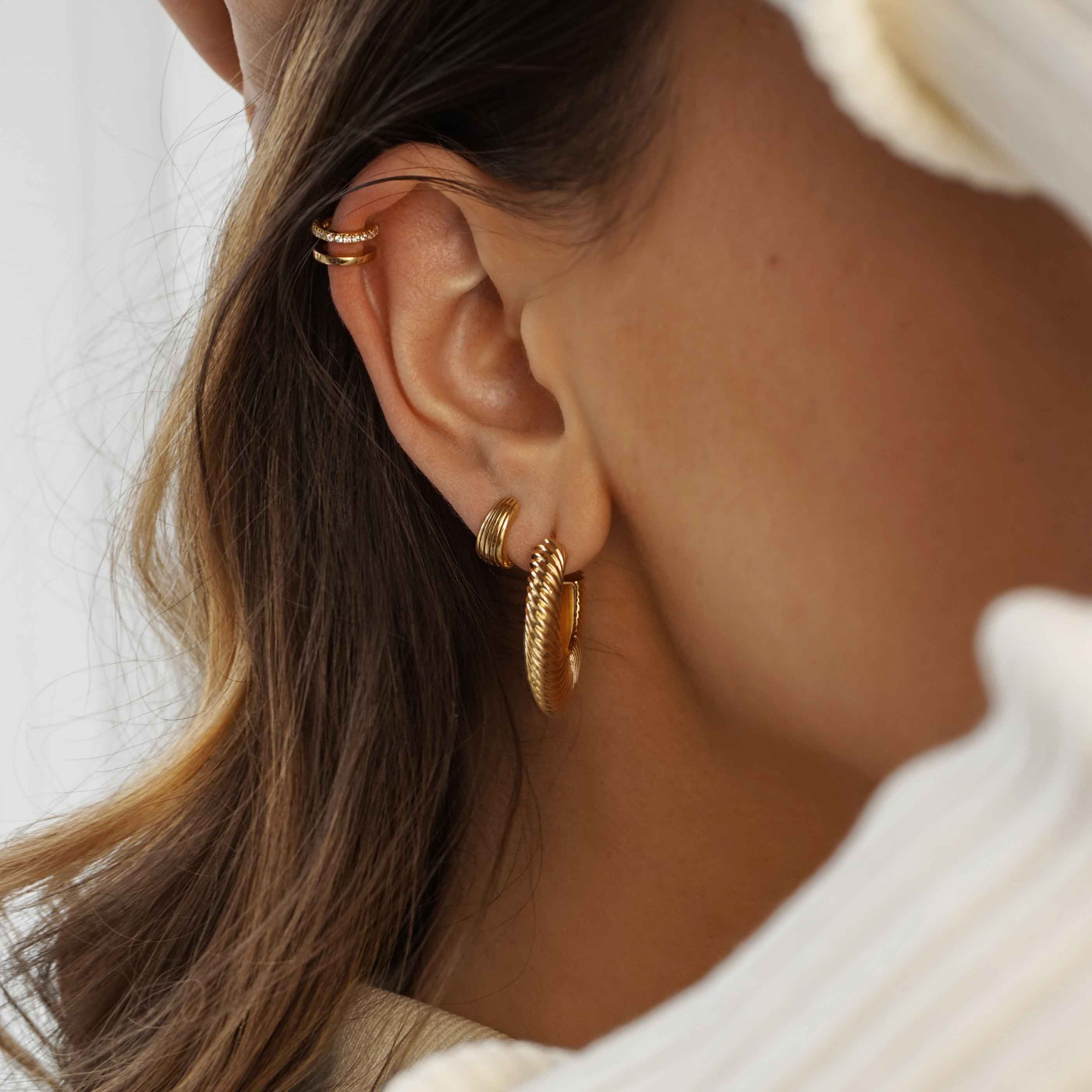 18k Gold Plated Jewellery - Mini Illusion Crystal Ear Cuff in Gold - Ear Cuffs - Astrid & Miyu