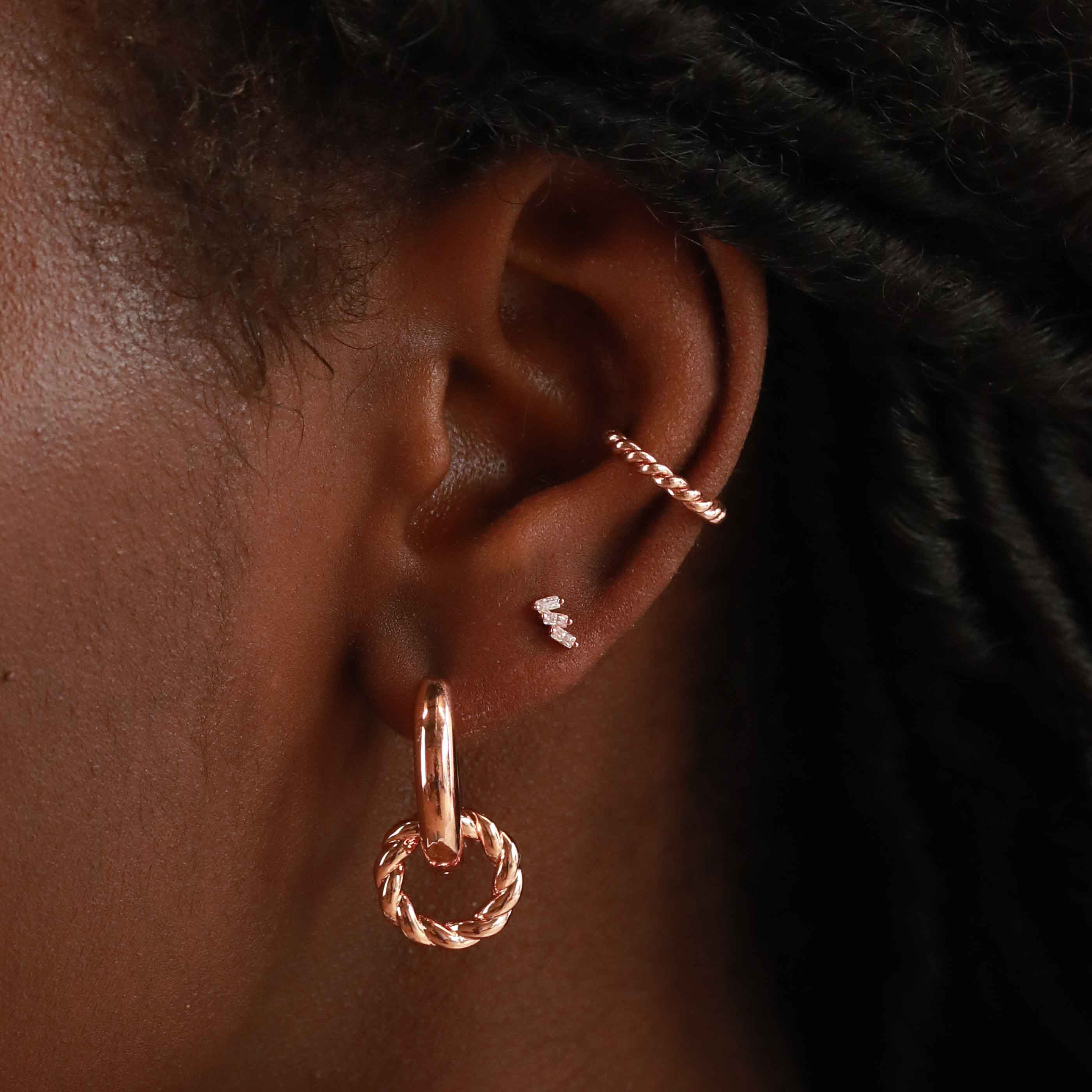 18k Rose Gold Plated Jewellery - Baguette Crystal Stud Earrings in Rose Gold - Stud Earrings - Astrid & Miyu