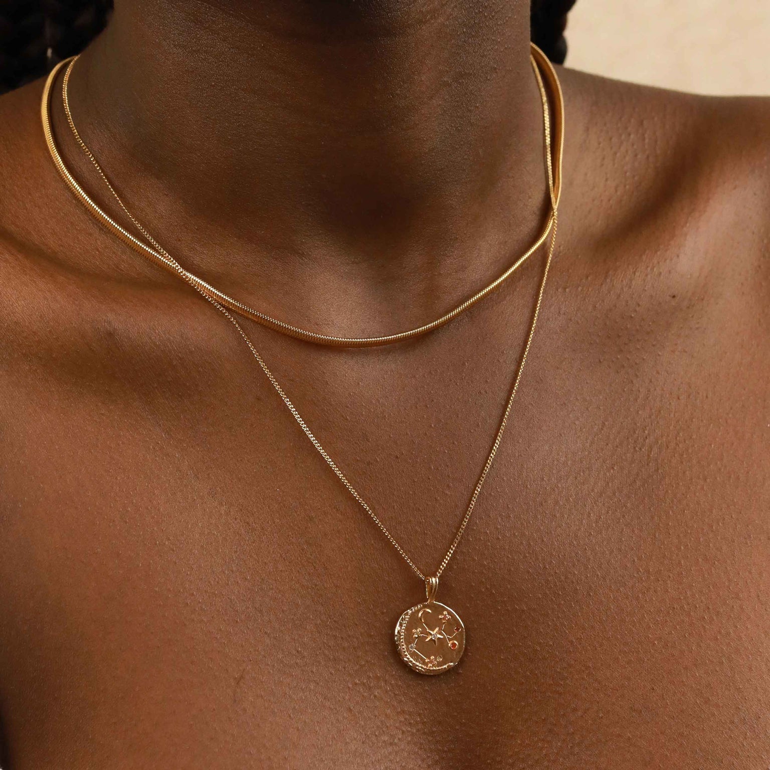 18k Gold Plated Jewellery - Sagittarius Zodiac Pendant Necklace in Gold - Zodiac Pendant - Astrid & Miyu
