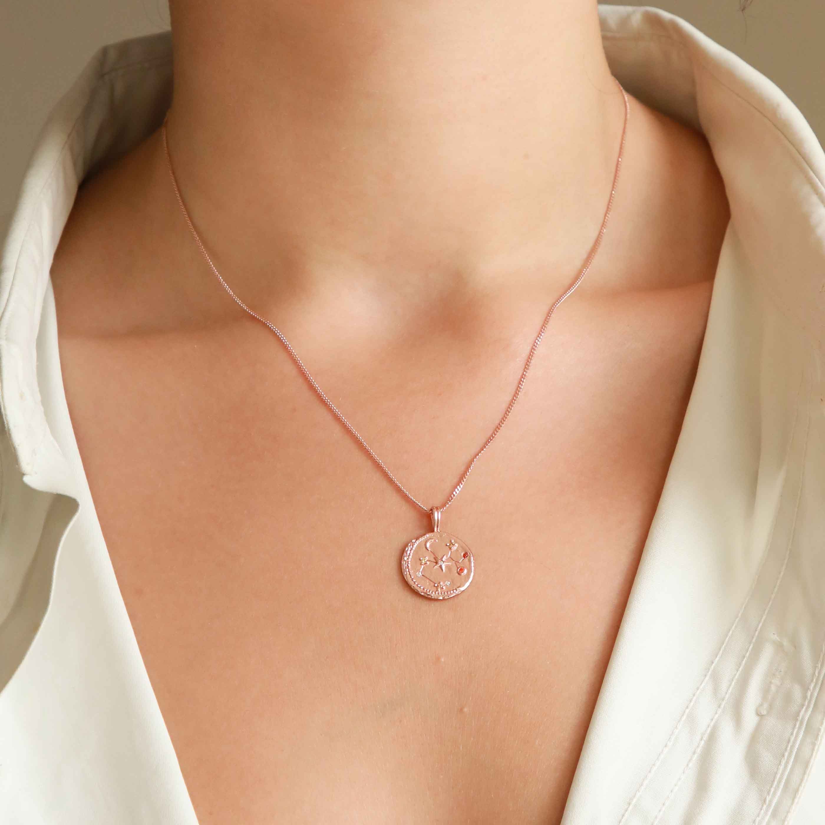 18k Rose Gold Plated Jewellery - Sagittarius Zodiac Pendant Necklace in Rose Gold - Zodiac Pendant - Astrid & Miyu