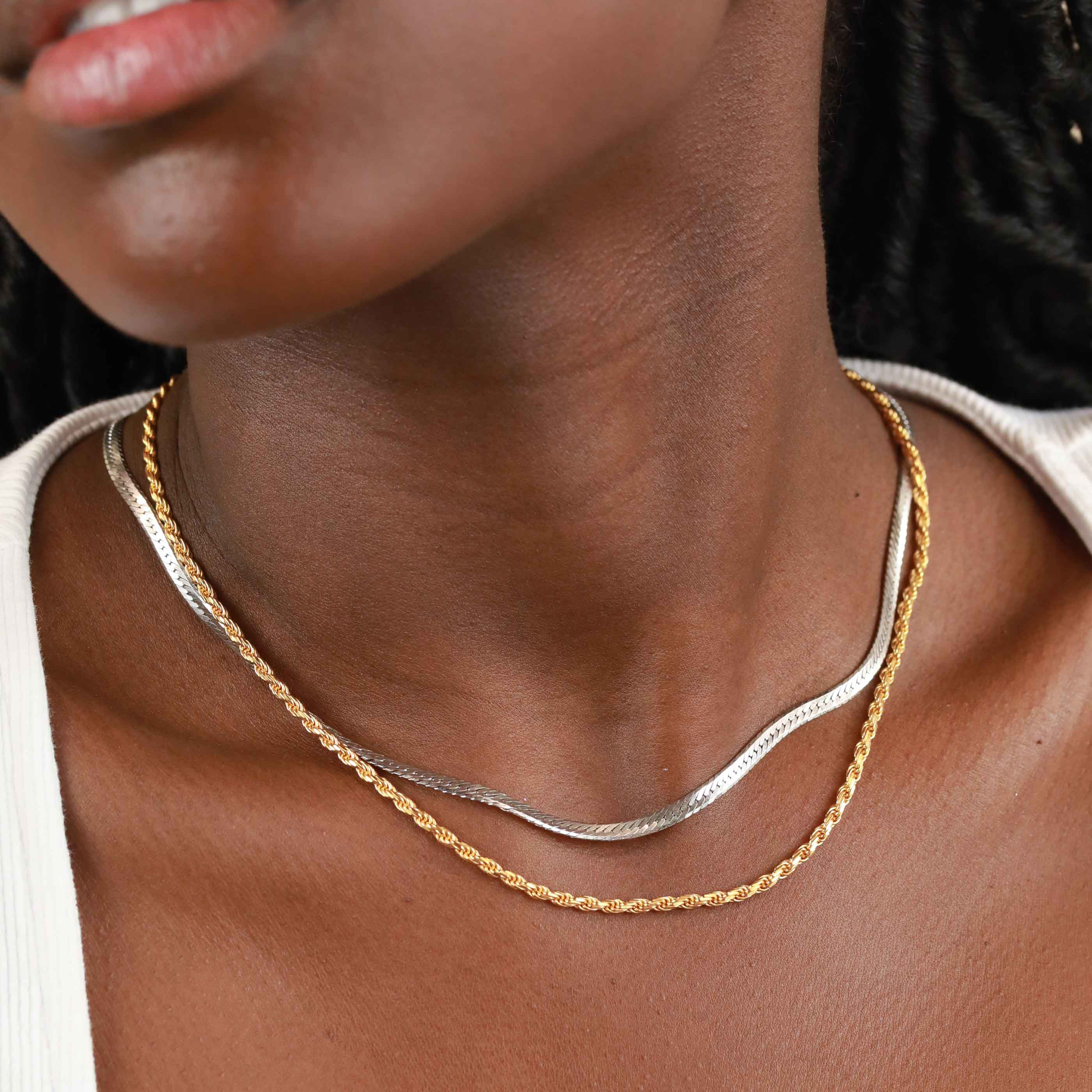 18k Gold Plated Jewellery - Rope Chain Necklace in Gold - Individual Chain - Astrid & Miyu