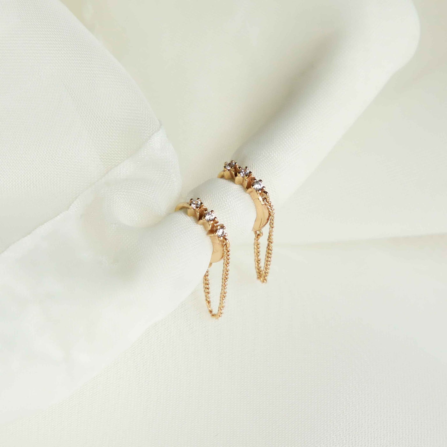 18k Gold Plated Jewellery - Twilight Chain Huggies in Gold - Huggies - Astrid & Miyu