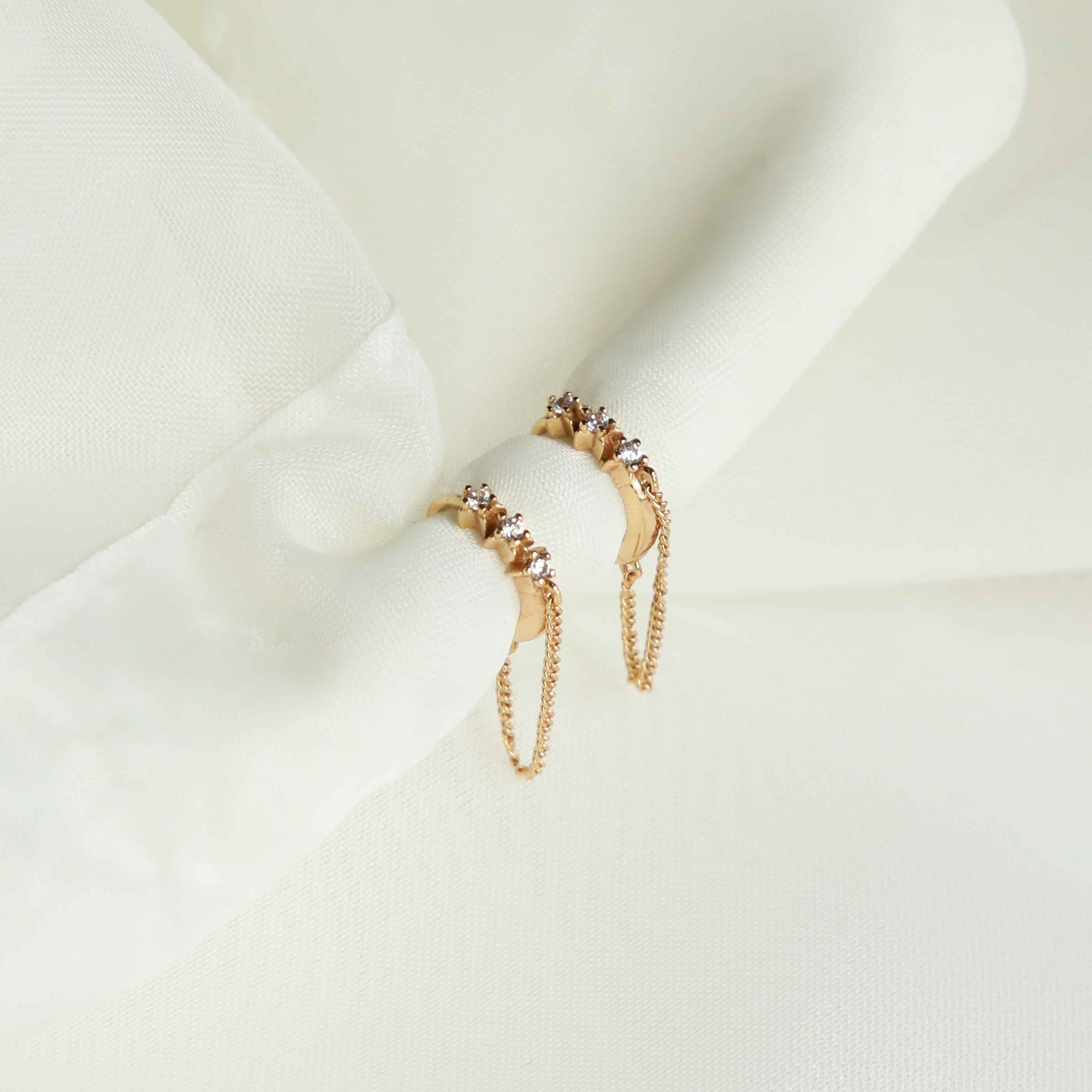 18k Gold Plated Jewellery - Twilight Chain Huggies in Gold - Huggies - Astrid & Miyu
