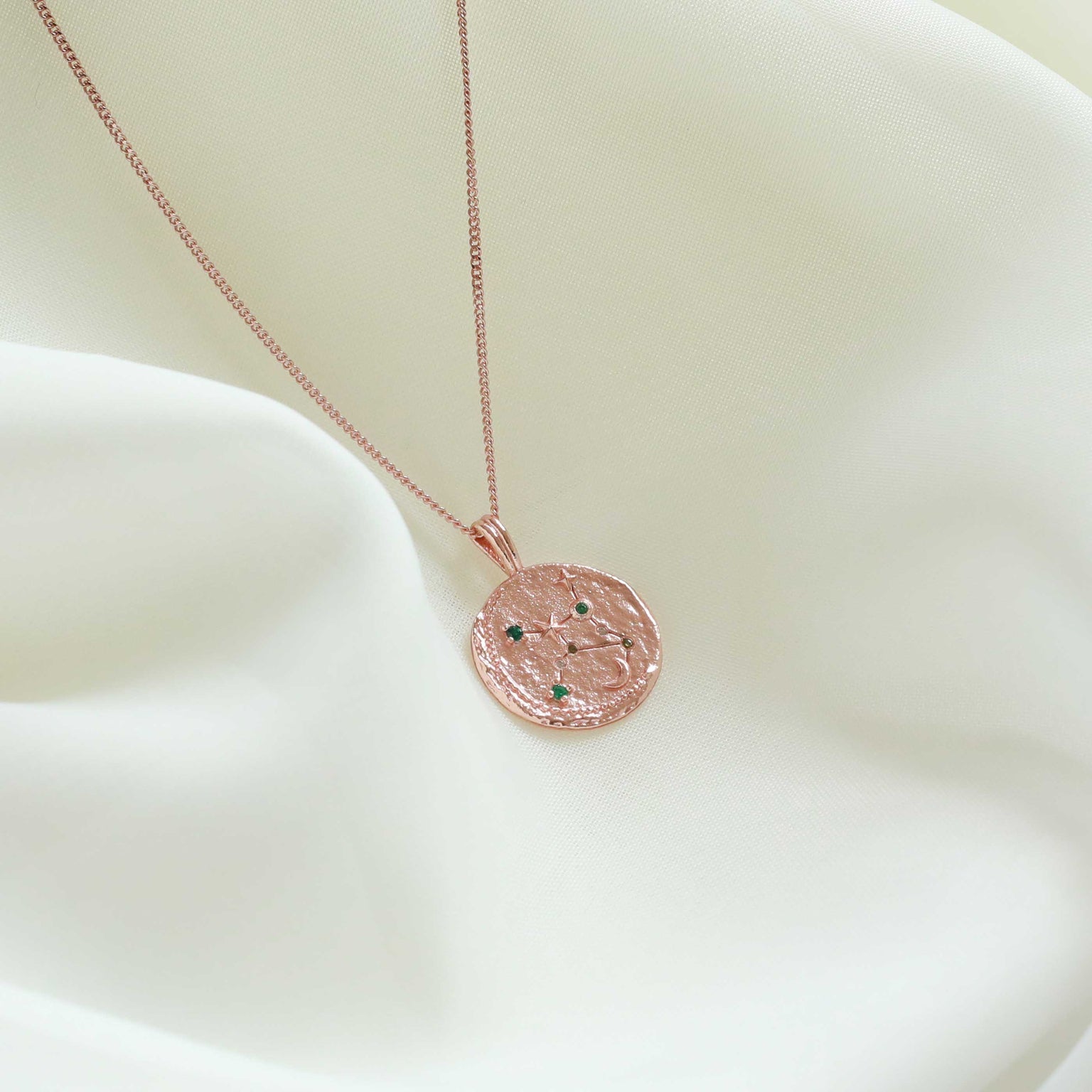 18k Rose Gold Plated Jewellery - Virgo Zodiac Pendant Necklace in Rose Gold - Zodiac Pendant - Astrid & Miyu