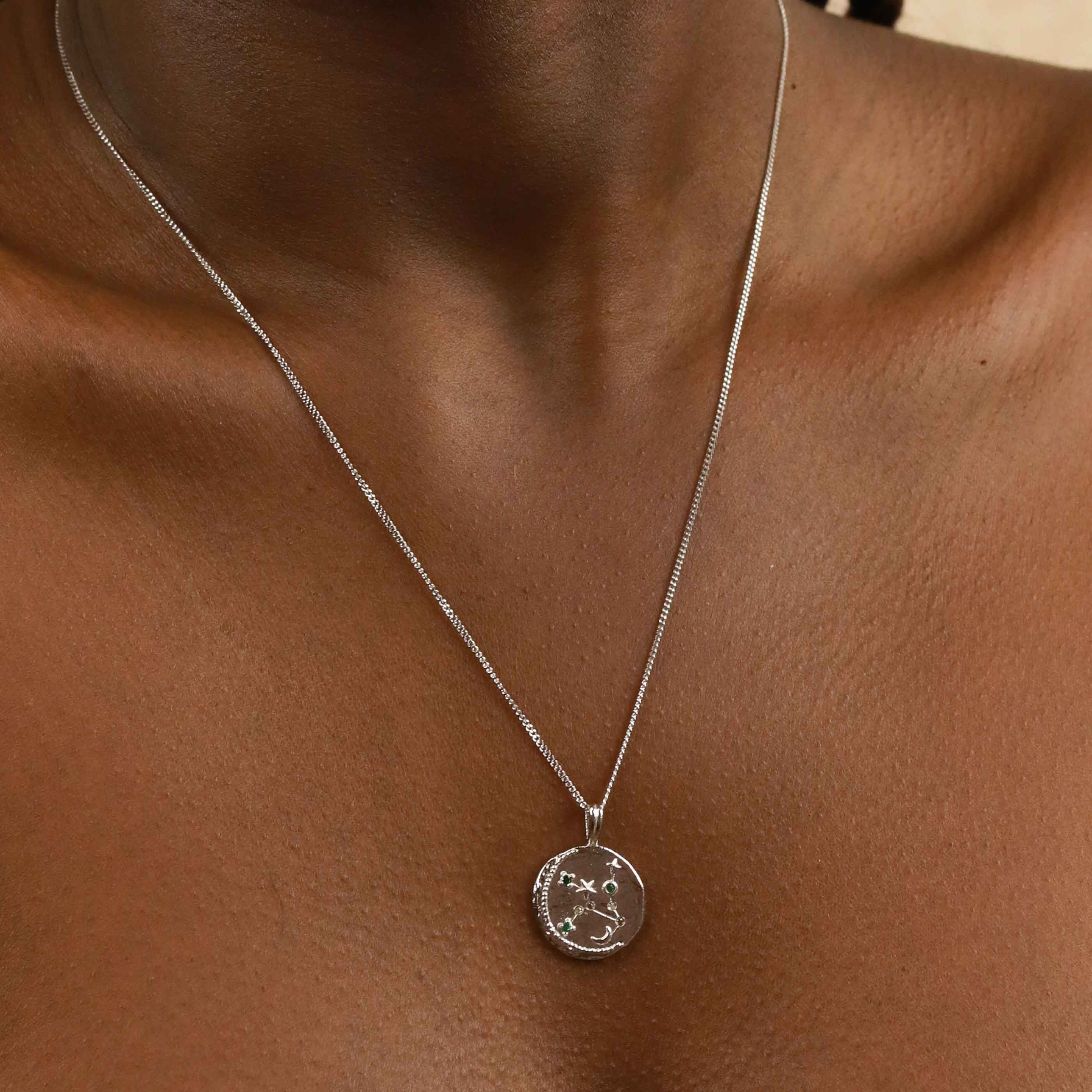 Gemstone Necklaces - Virgo Zodiac Pendant Necklace in Silver - Zodiac Pendant - Astrid & Miyu