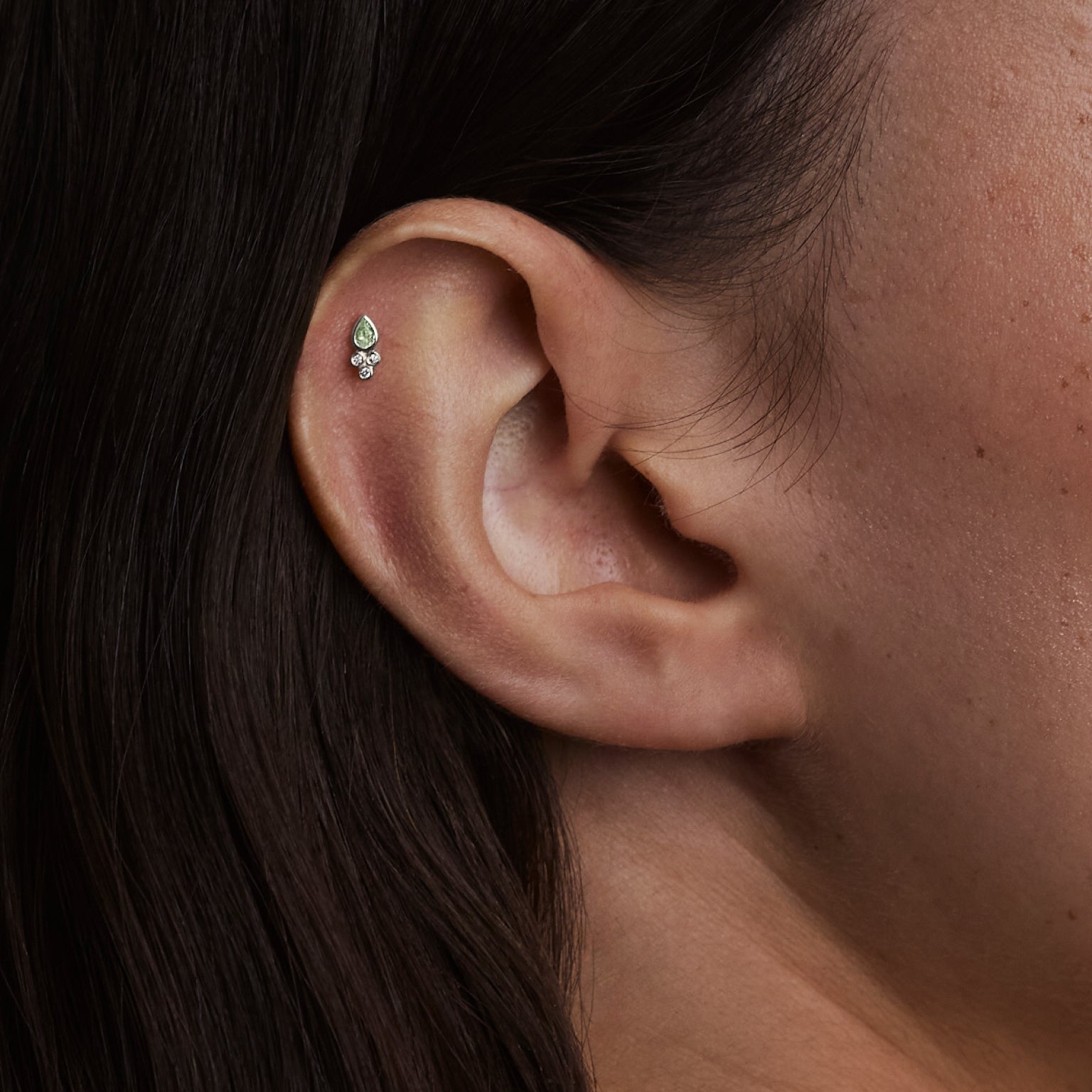 Helix worn shot gold piercing jewellery