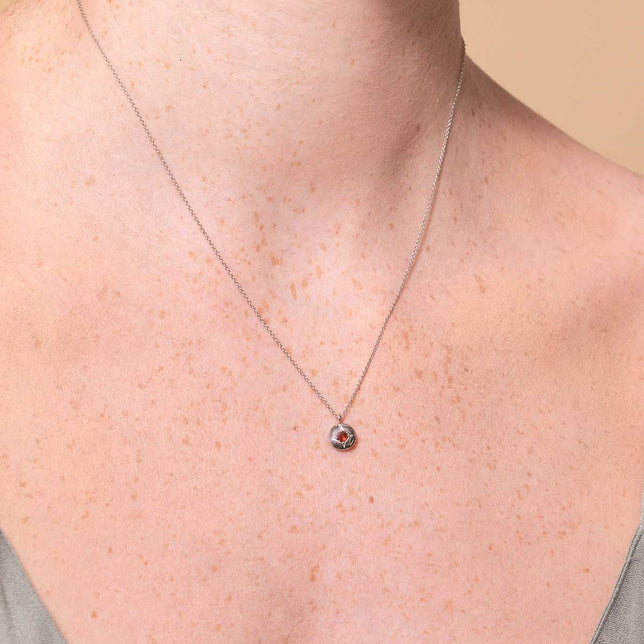Eternity Collection - January Garnet Birthstone Necklace in Solid White Gold - Pendant Necklace - Astrid & Miyu