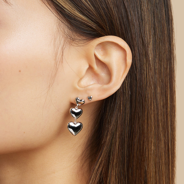 Earrings - Heart Drop Stud Earrings in Silver - Stud Earrings - Astrid & Miyu