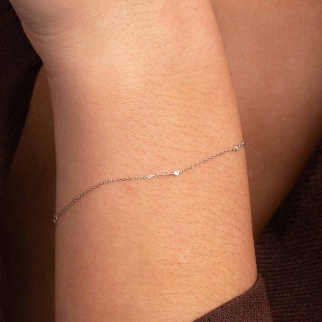 April White Topaz - Topaz Charm Bracelet in Solid White Gold - Bracelet - Astrid & Miyu