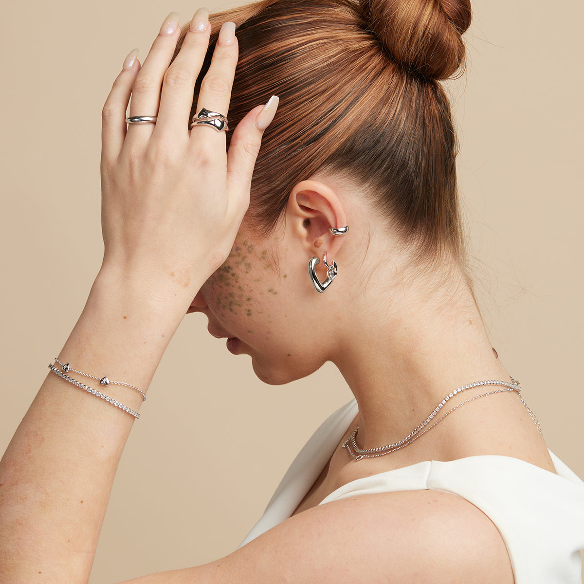 Earrings - Heart Open Hoops in Silver - Hoop Earrings - Astrid &amp; Miyu