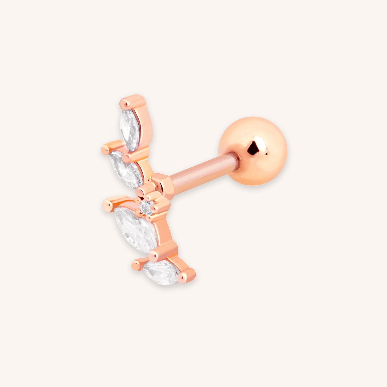 18k Rose Gold Plated Jewellery - Crystal Barbell in Rose Gold - Barbell Earring - Astrid &amp; Miyu
