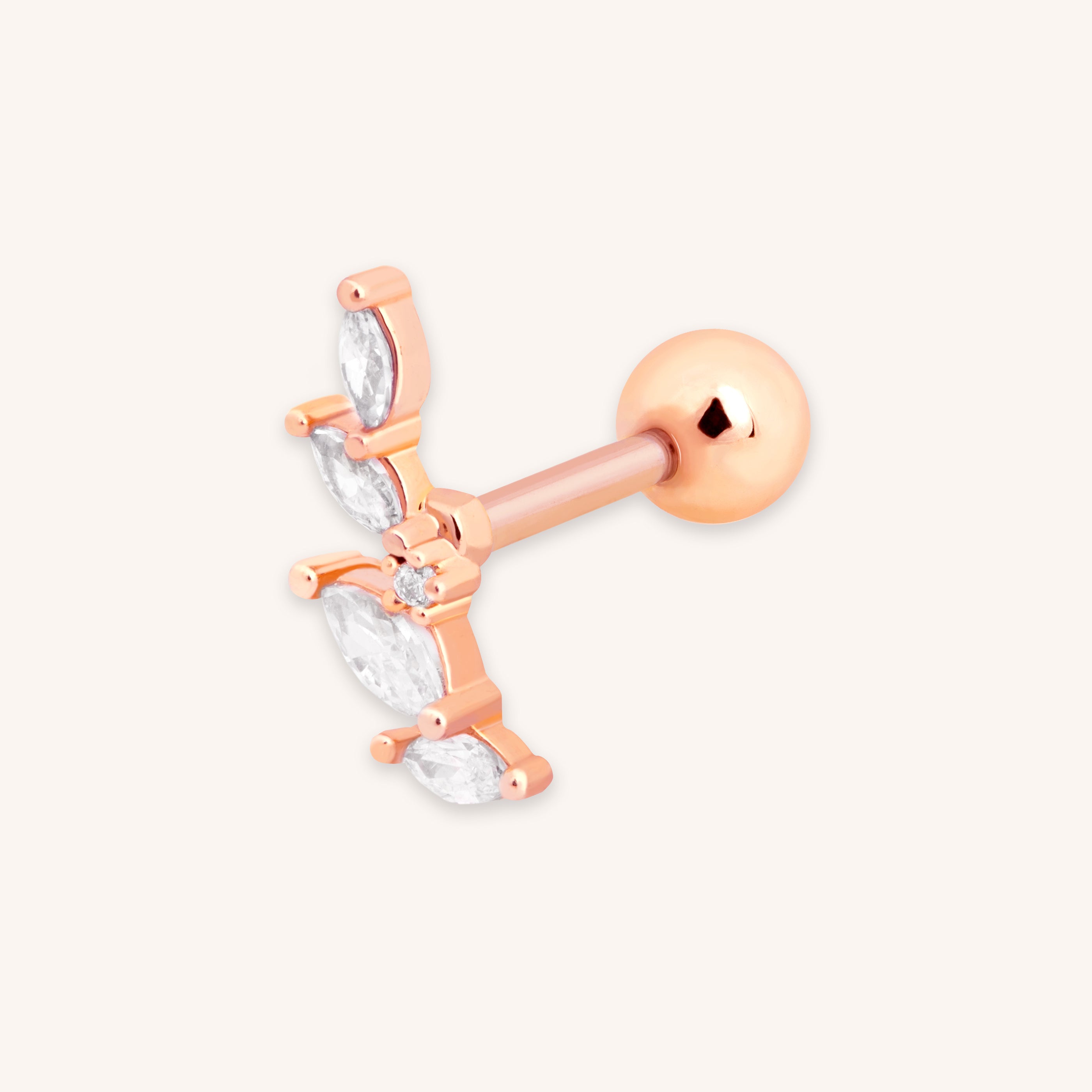 18k Rose Gold Plated Jewellery - Crystal Barbell in Rose Gold - Barbell Earring - Astrid &amp; Miyu