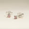 October Birthstone Stud Earrings in Silver with Pink Tourmaline CZ