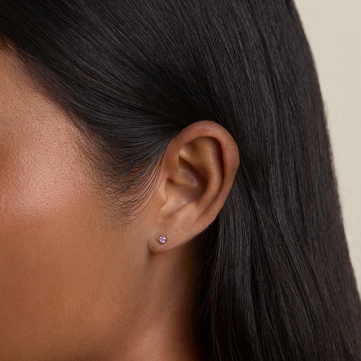 October Birthstone Stud Earrings in Silver with Pink Tourmaline CZ