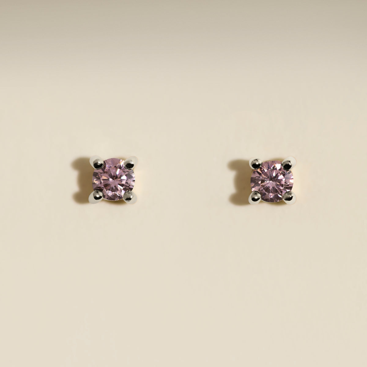 October Birthstone Stud Earrings in Silver with Pink Tourmaline CZ