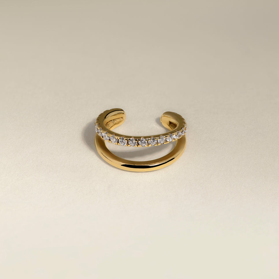 Illusion Crystal Ear Cuff in Gold