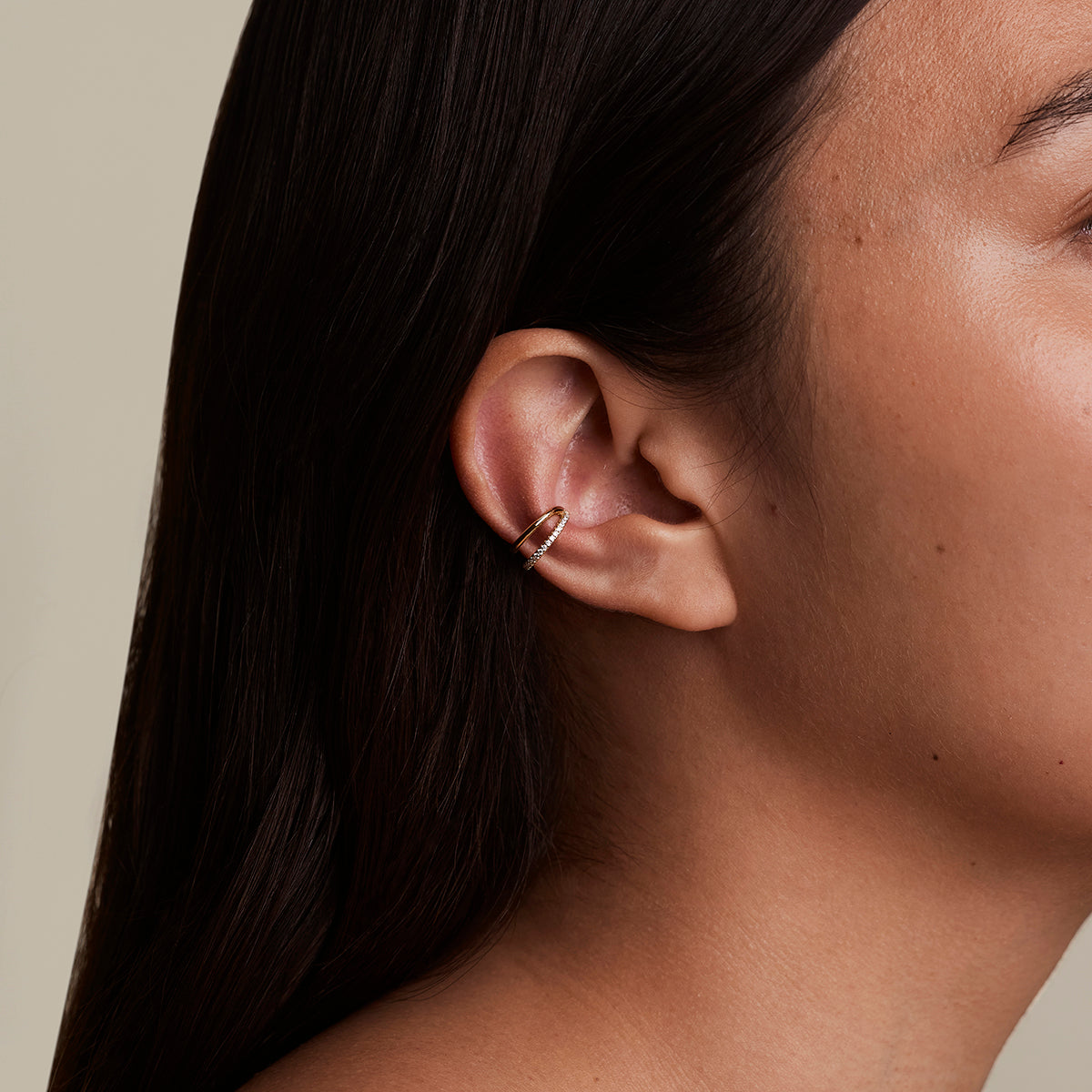 Illusion Crystal Ear Cuff in Gold-Astrid &amp; Miyu