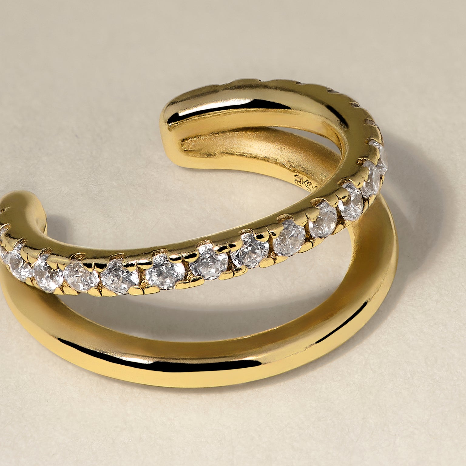 Illusion Crystal Ear Cuff in Gold-Astrid &amp; Miyu