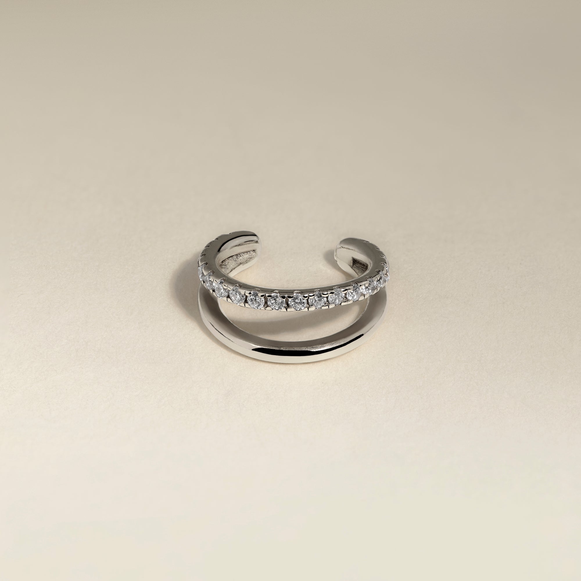 Illusion Crystal Ear Cuff in Silver