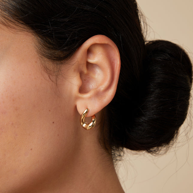 18k Gold Plated Jewellery - Molten Hoops in Gold - Hoop Earrings - Astrid & Miyu