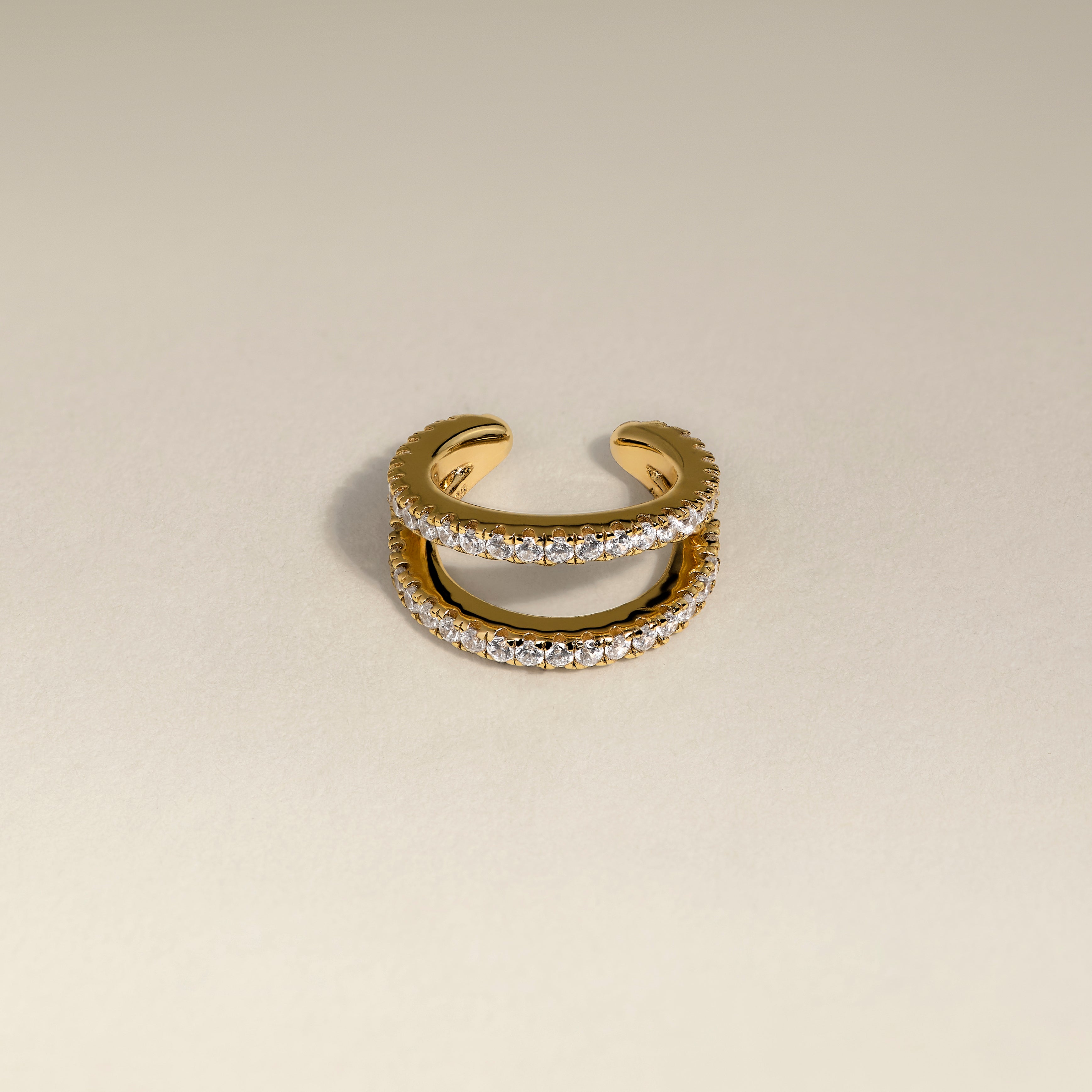 Illusion Double Crystal Ear Cuff in Gold-Astrid &amp; Miyu