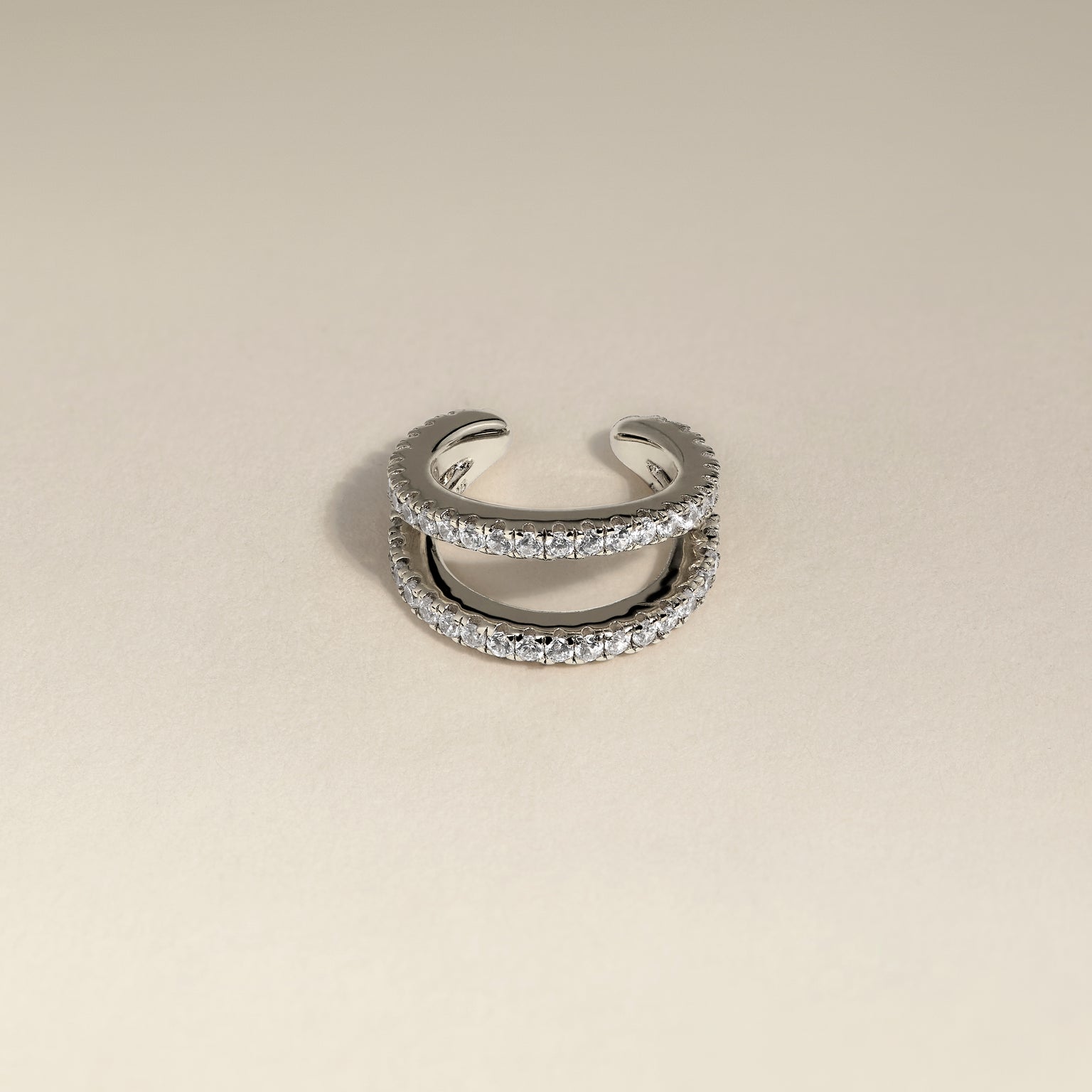 Illusion Double Crystal Ear Cuff in Silver-Astrid &amp; Miyu