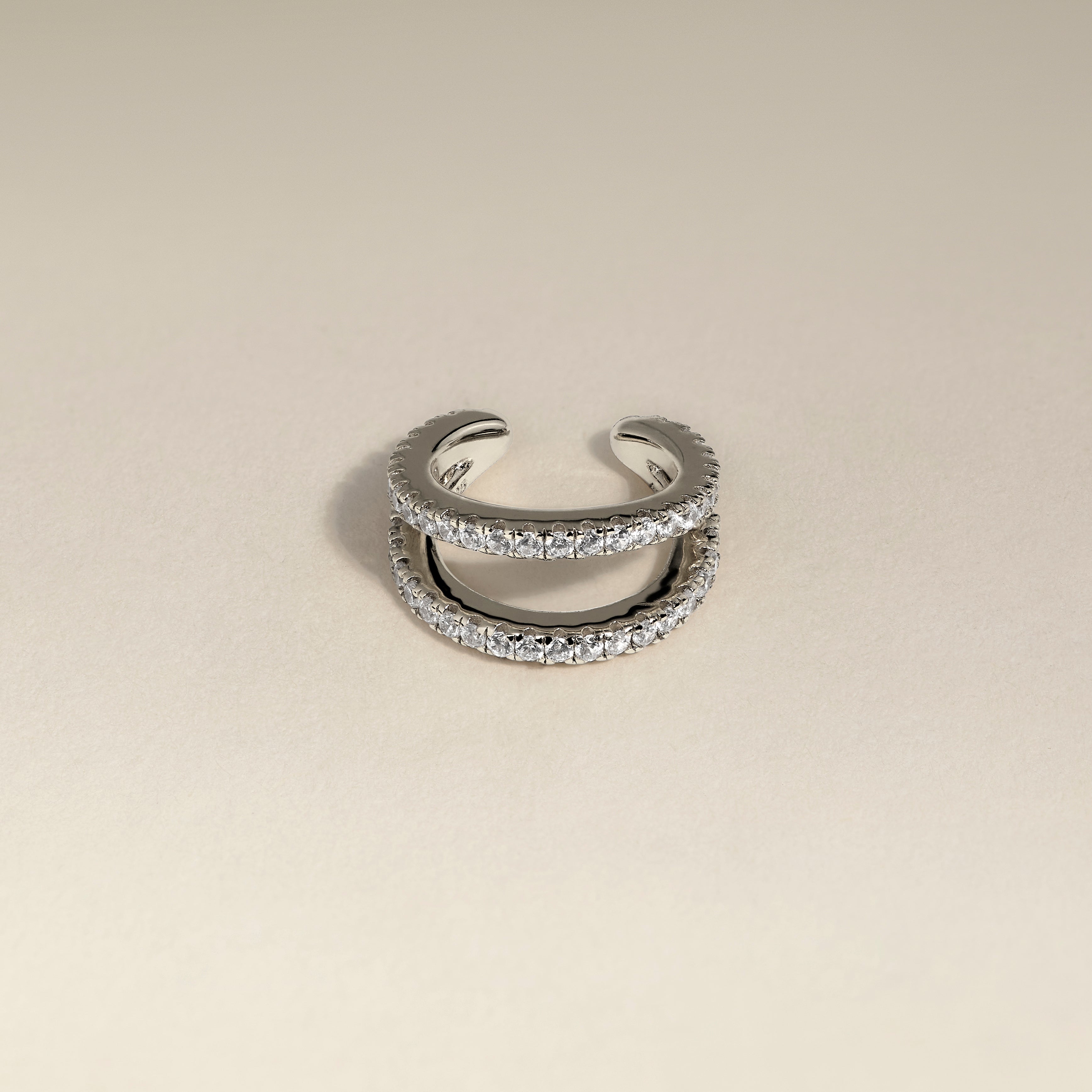 Illusion Double Crystal Ear Cuff in Silver-Astrid &amp; Miyu