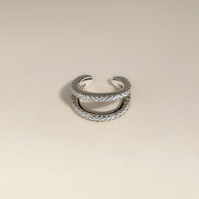 Illusion Double Crystal Ear Cuff in Silver-Astrid &amp; Miyu
