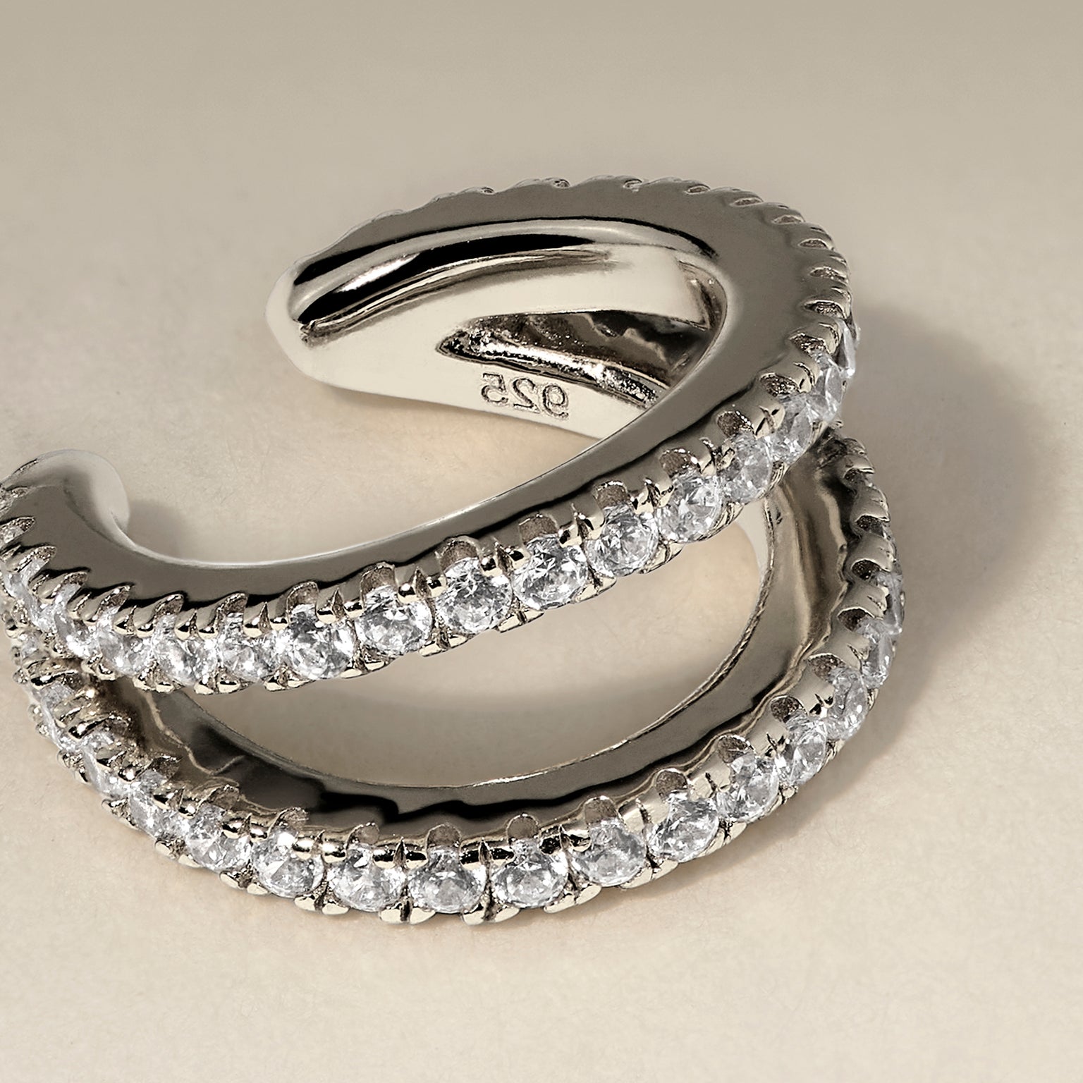 Illusion Double Crystal Ear Cuff in Silver-Astrid &amp; Miyu