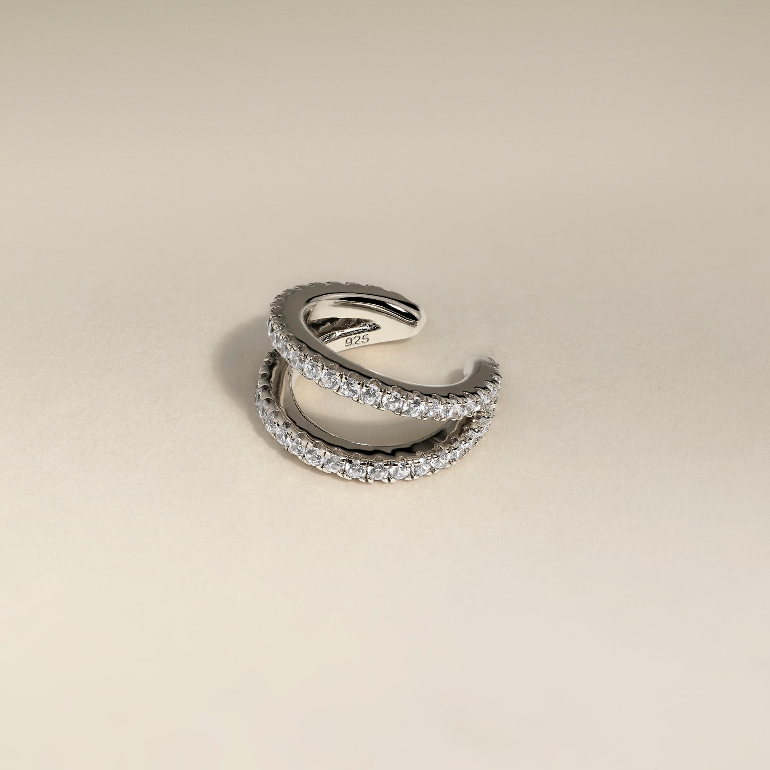 Illusion Double Crystal Ear Cuff in Silver-Astrid &amp; Miyu