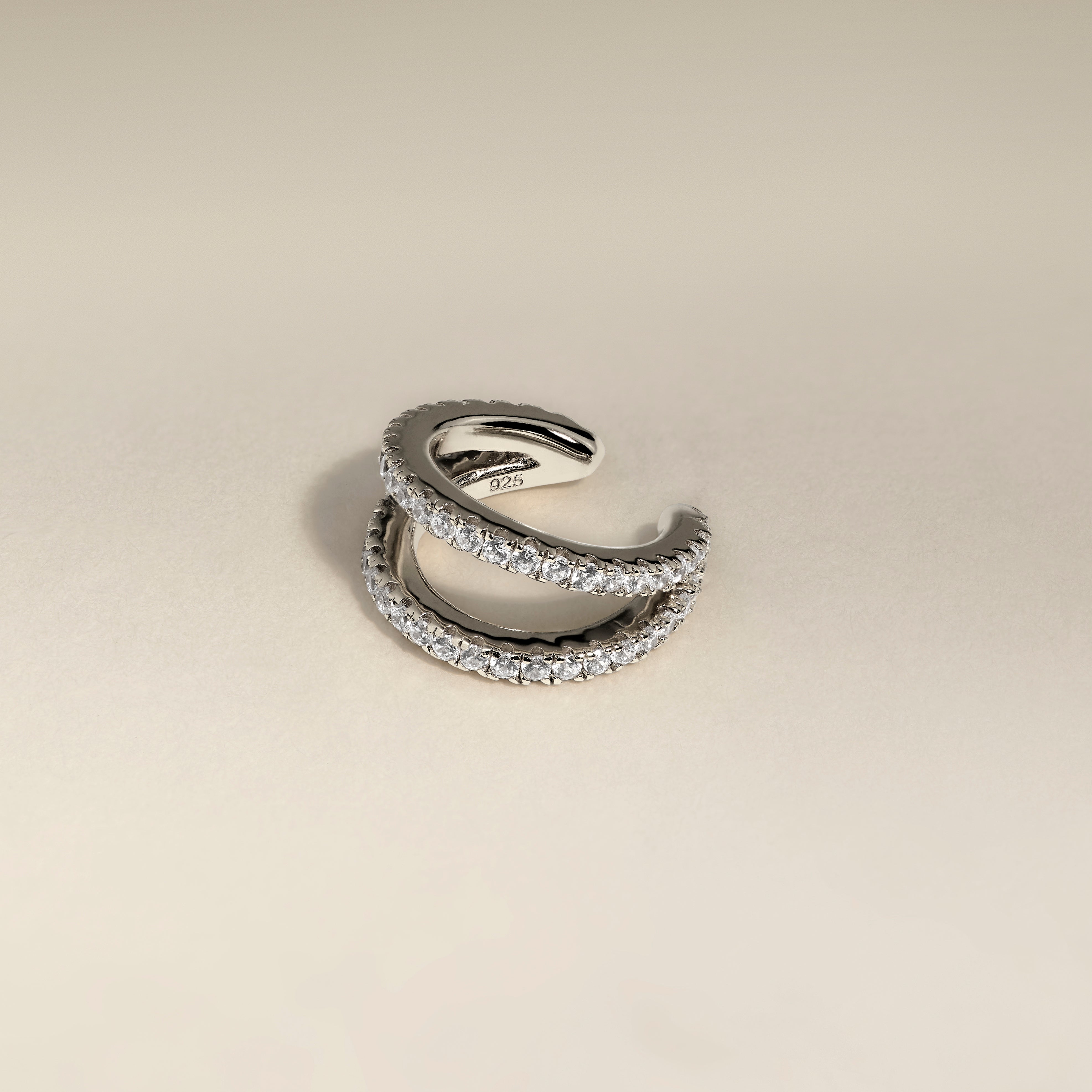 Illusion Double Crystal Ear Cuff in Silver-Astrid &amp; Miyu