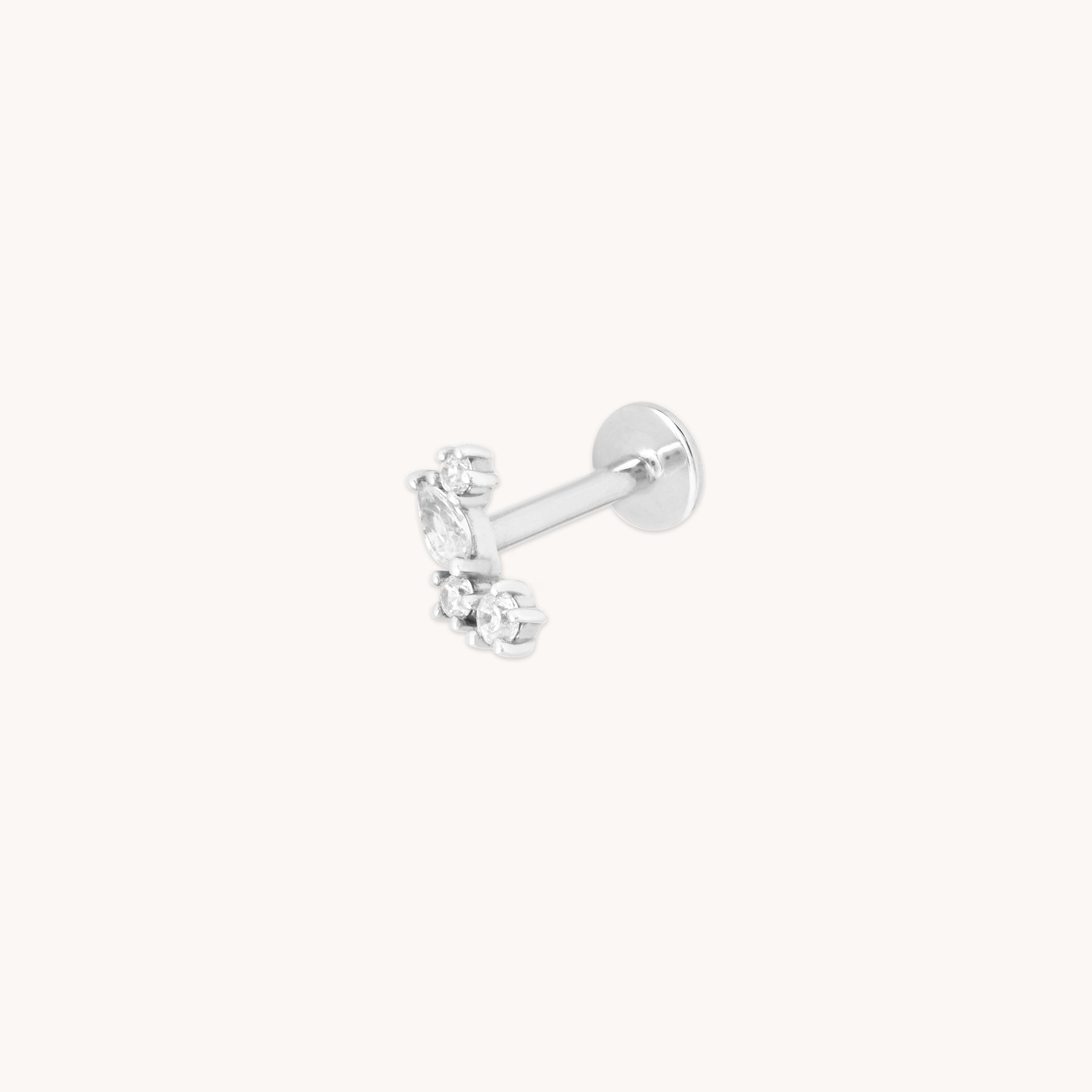 Cluster Marquise Piercing Stud in Solid White Gold-Astrid &amp; Miyu