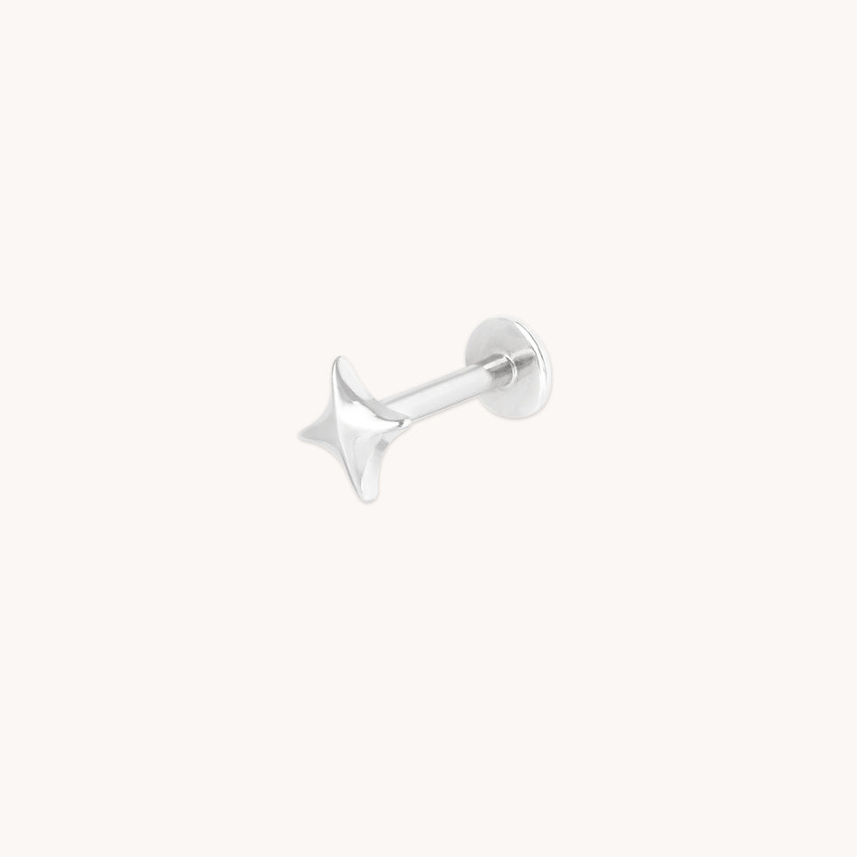 Cosmic Star Piercing Stud in Solid White Gold-Astrid &amp; Miyu