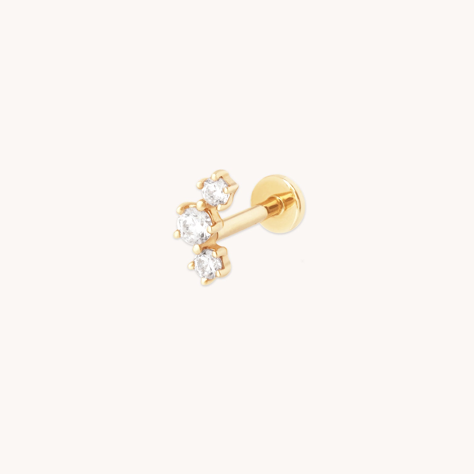 Curved Crystal Piercing Stud in Solid Gold-Astrid &amp; Miyu