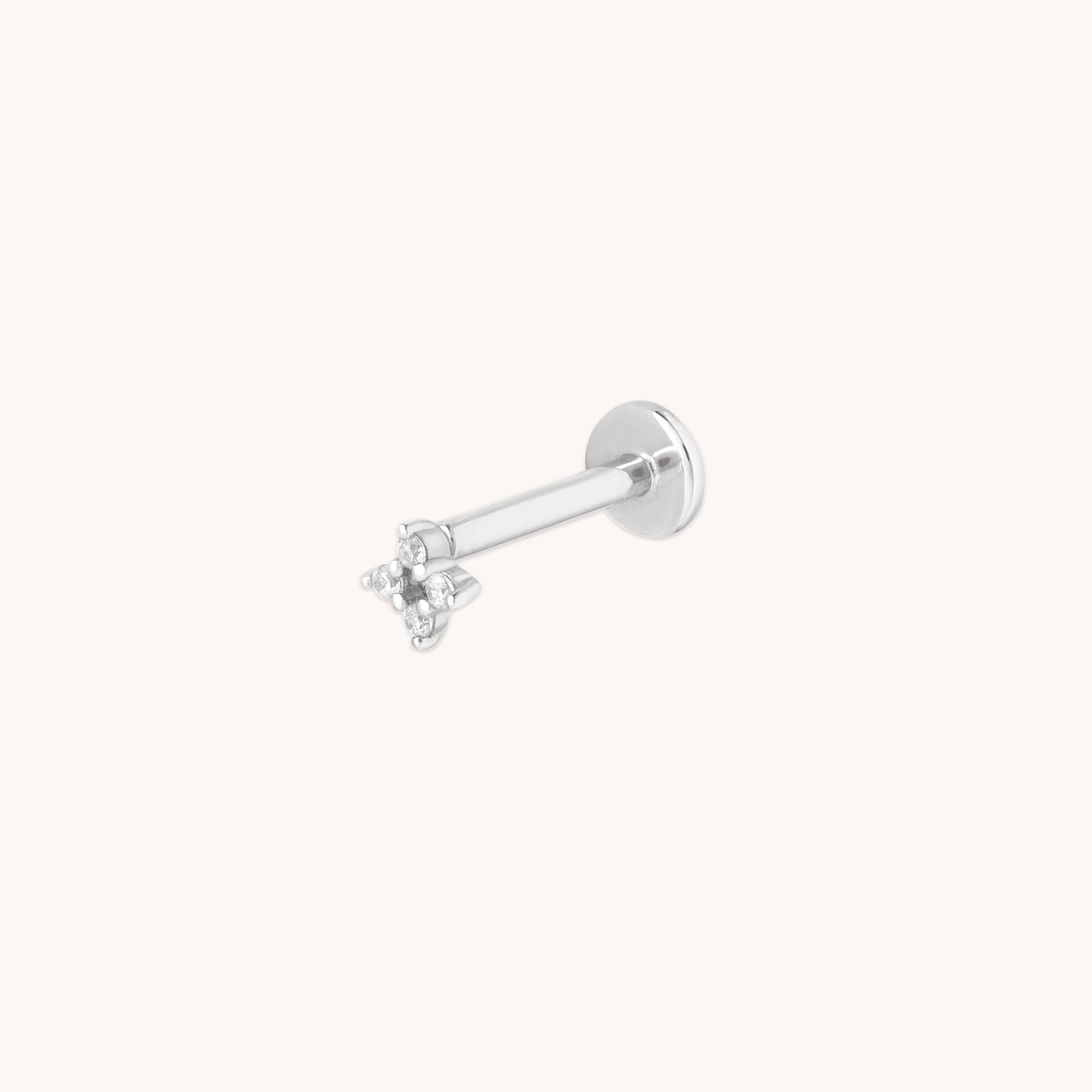 Cosmic Star Crystal Piercing Stud in Solid White Gold-Astrid &amp; Miyu