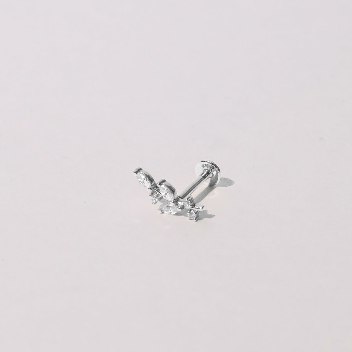 Botanical Piercing Stud in Solid White Gold-Astrid &amp; Miyu