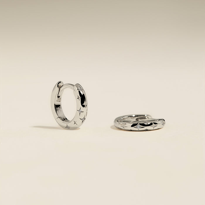 Cosmic Star Huggies in Silver-Astrid &amp; Miyu