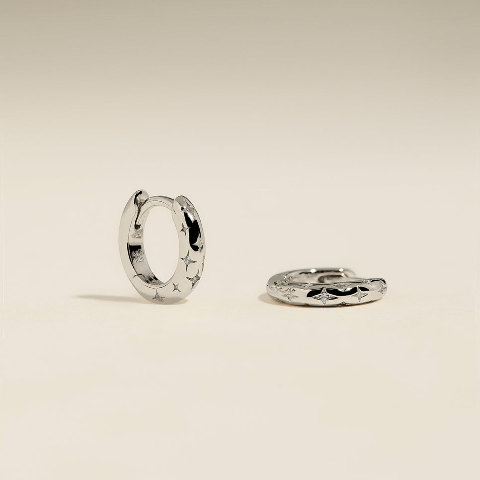 Cosmic Star Huggies in Silver