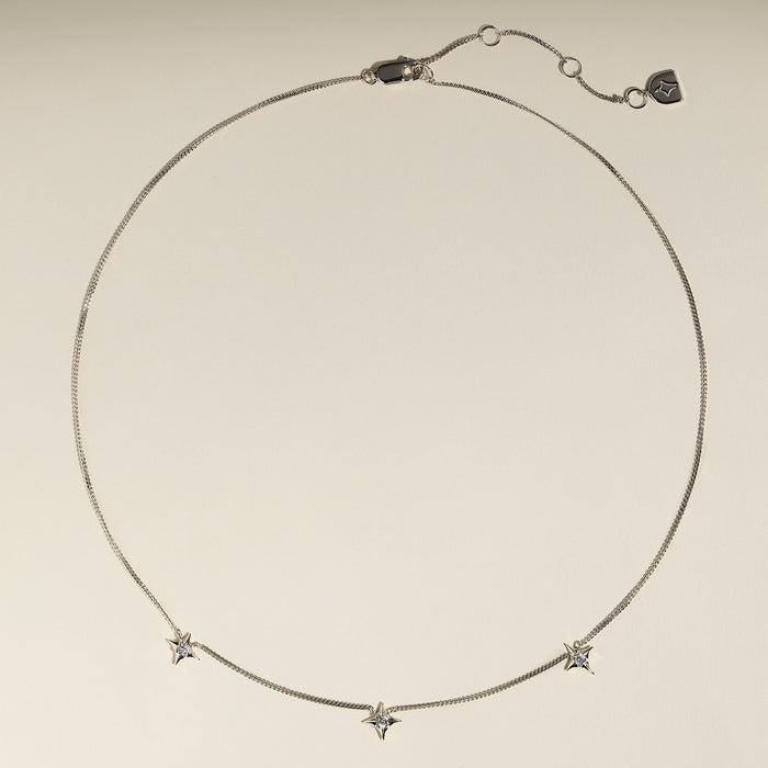 Cosmic Star Charm Necklace in Silver