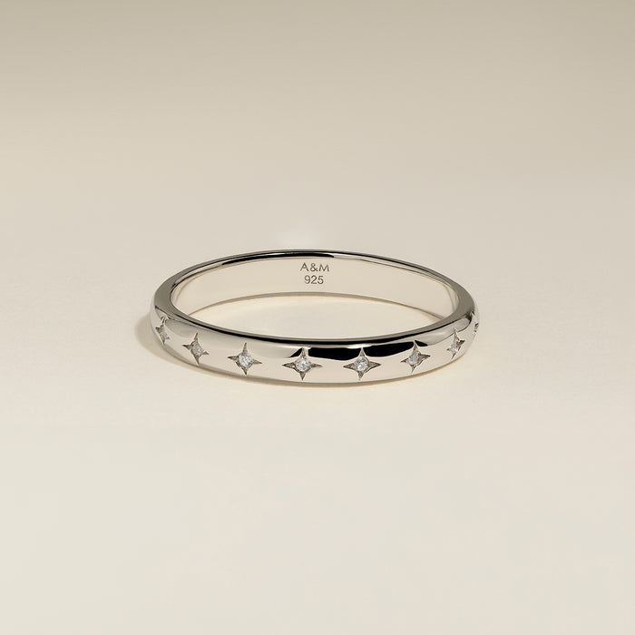 Cosmic Star Band Ring in Silver-Astrid &amp; Miyu