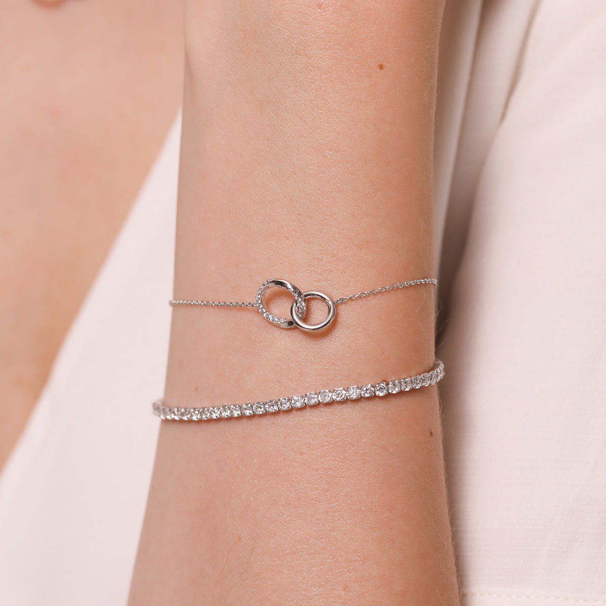Bracelets - Orbit Crystal Bracelet in Silver - Chain Bracelet - Astrid &amp; Miyu