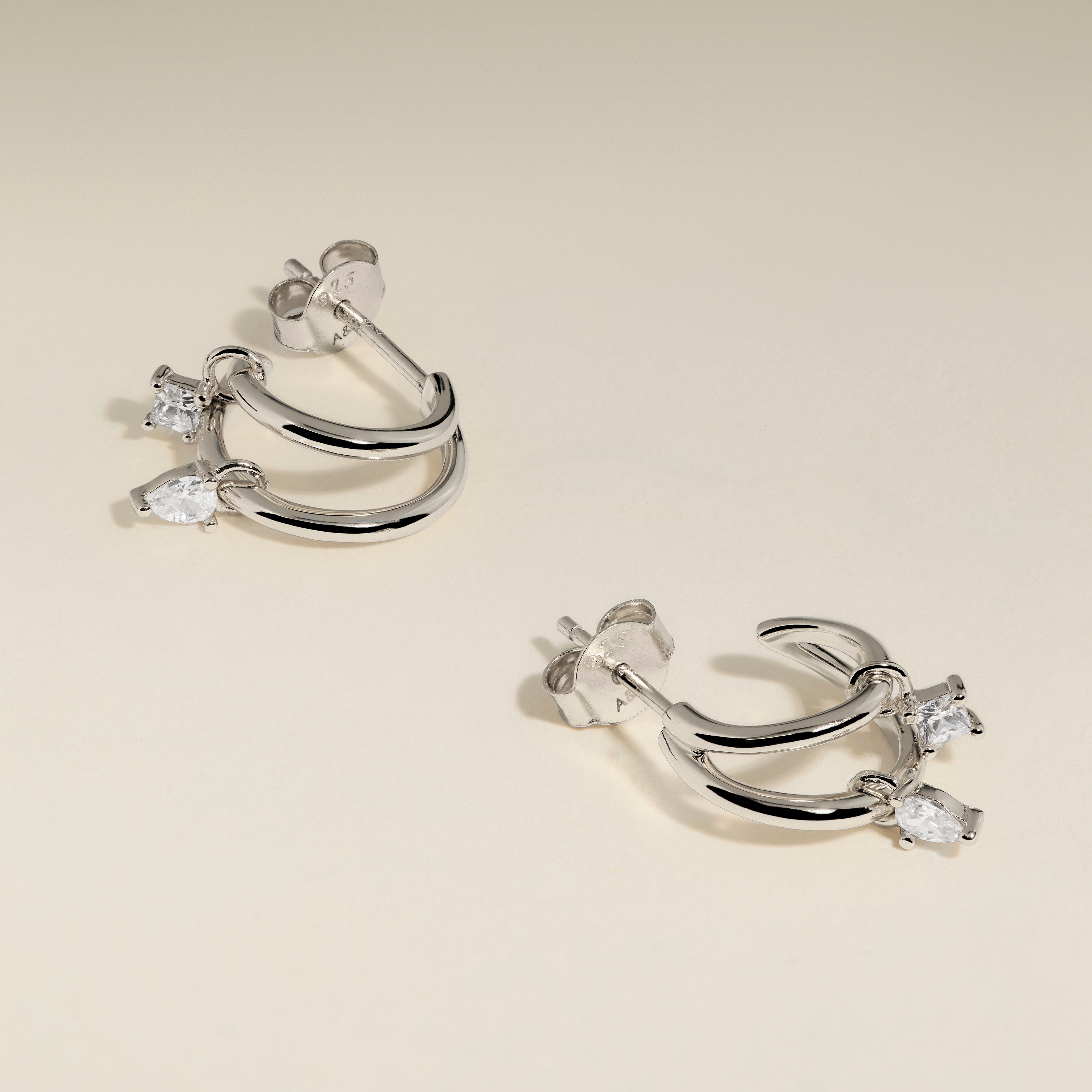 Celestial Crystal Huggies in Silver-Astrid &amp; Miyu