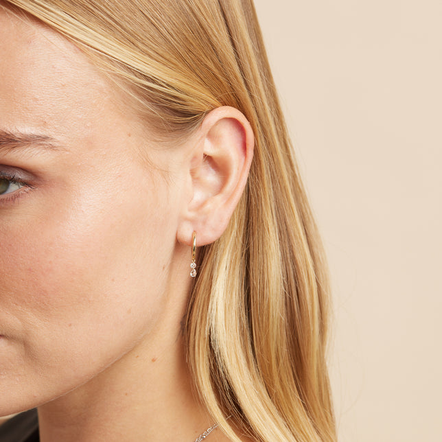 April White Topaz - Topaz Charm Hoops in Solid Gold - Hoop Earrings - Astrid & Miyu