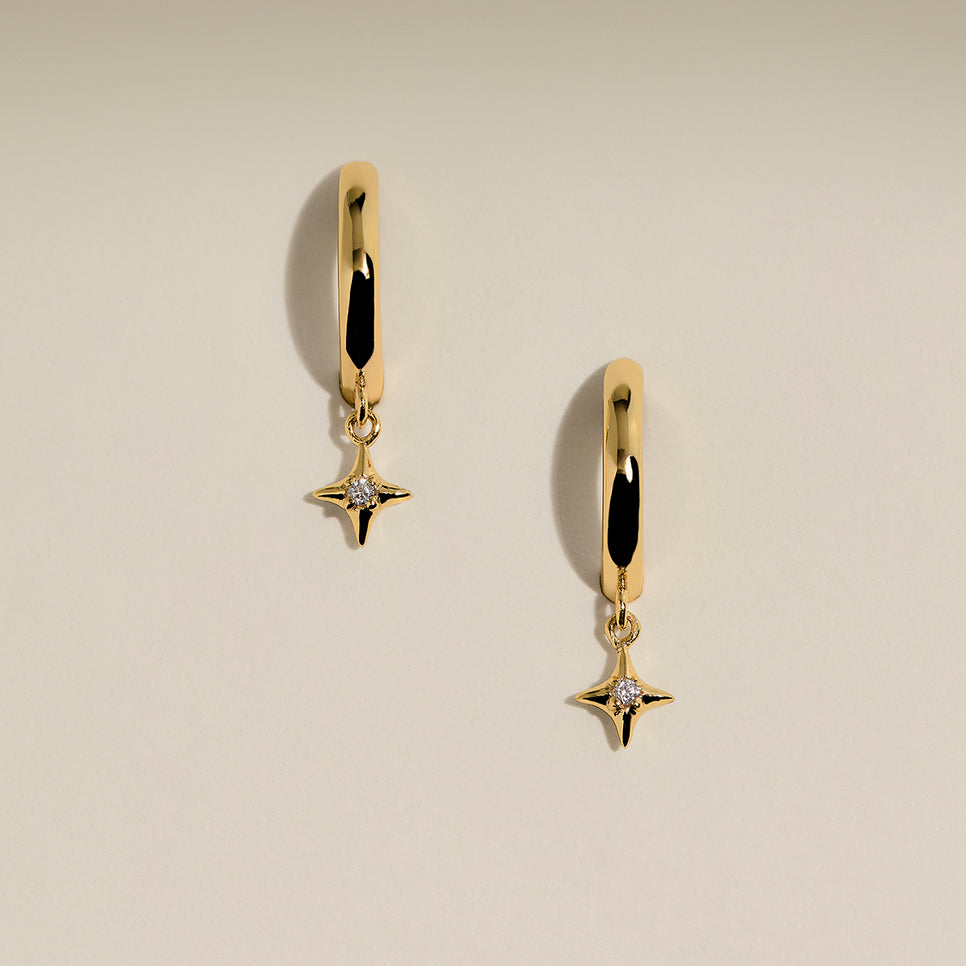 Cosmic Star Charm Huggies in Gold-Astrid &amp; Miyu