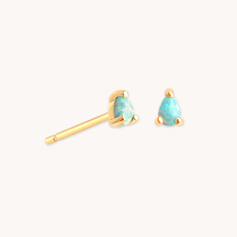18k Gold Plated Jewellery - Pear Opal Studs in Gold - Stud Earrings - Astrid &amp; Miyu