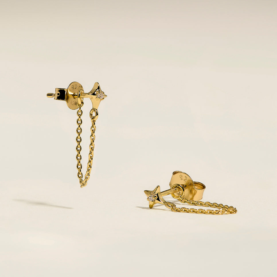 Cosmic Star Chain Stud Earrings in Gold-Astrid &amp; Miyu