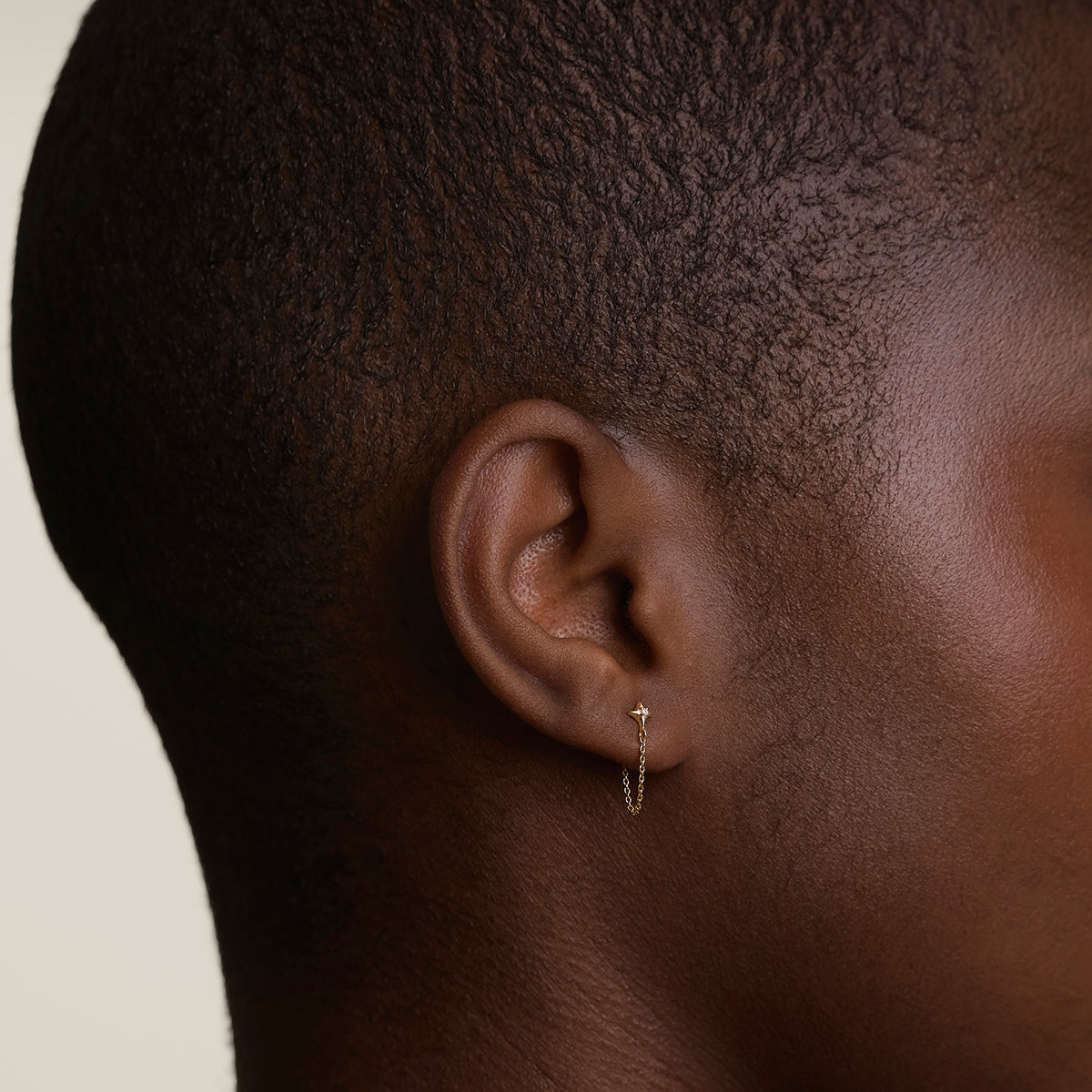 Cosmic Star Chain Stud Earrings in Gold