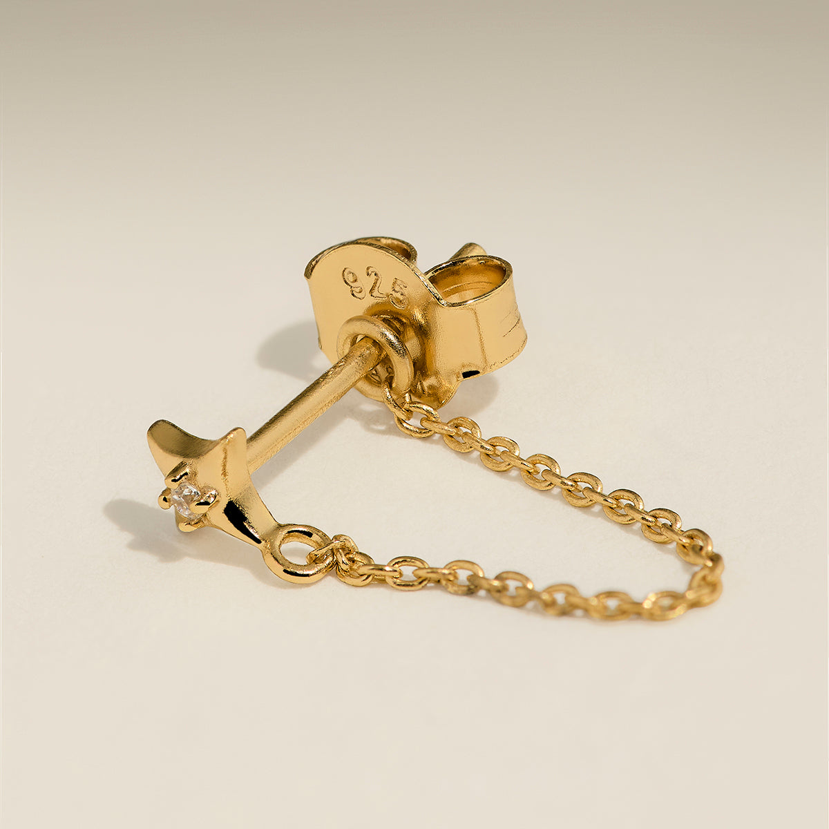 Cosmic Star Chain Stud Earrings in Gold