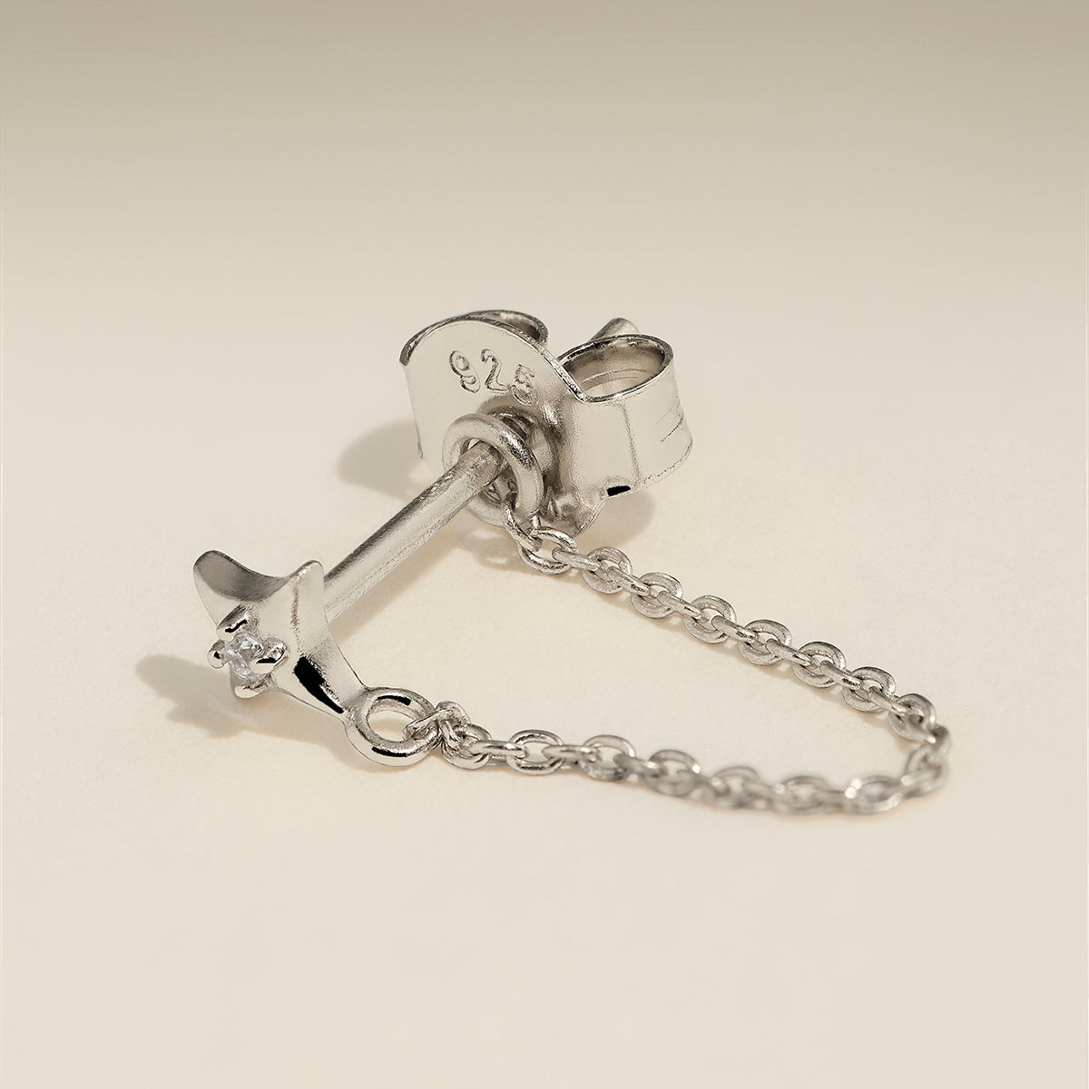 Cosmic Star Chain Stud Earrings in Silver
